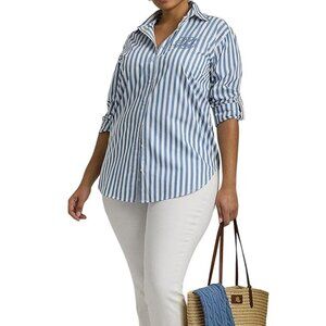 Lauren Ralph Lauren  Plus-Size Oversize Striped Cotton Broadcloth Shirt NWT 2X